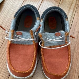 Hey Dude Kids Orange and Gray Canvas Slip-Ons